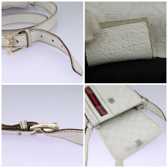 GUCCI GG Supreme Sherry Line Shoulder Bag PVC White Gold 147668 Auth hk2049 - Picture 13 of 14